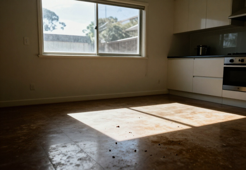 Rodent droppings and damage in a Minchinbury garage before treatment